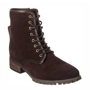 NEW Blondo Women Prima Brown Waterproof Suede Zipper Lace Up Military Ankle Boot